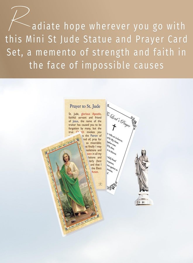 Trendzeen Mini St Jude Statue - St Jude Prayer Card, The Lord's Prayer Card - Made in Italy 2 Inch San Judas Statue for Car - San Judas Tadeo Estatua, Patron Saint of Hope and Impossible Causes - 3 Items Set - Image 2